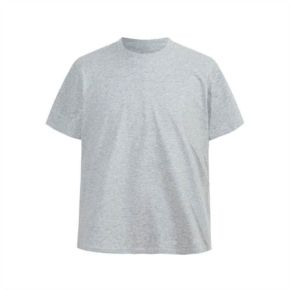 Camiseta de hombre de cuello redondo y manga corta – Camiseta lisa de corte relajado