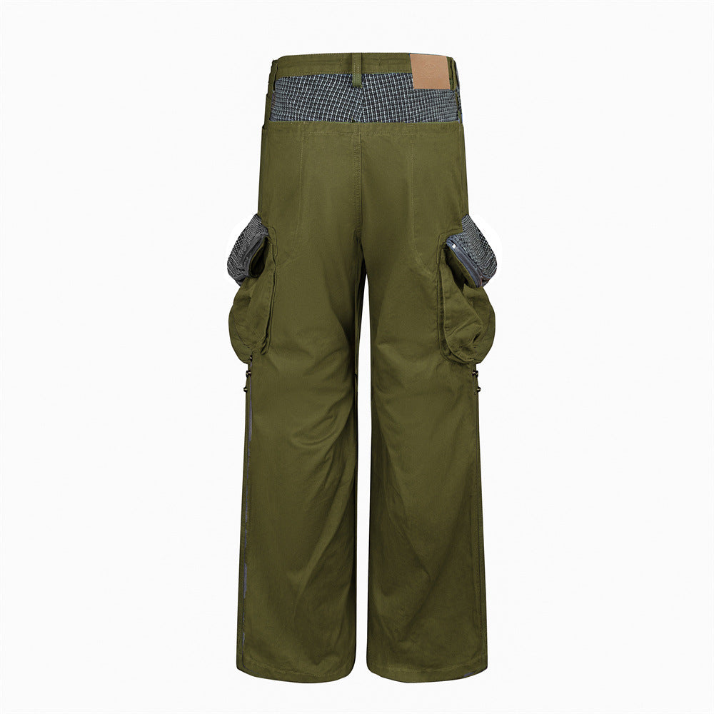 Men's Wide-Leg Cargo Pants with Multi-Pocket Utility Design