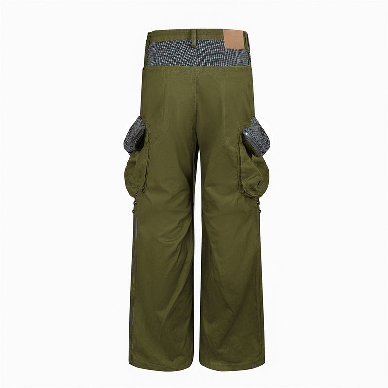 Men's Wide-Leg Cargo Pants with Multi-Pocket Utility Design