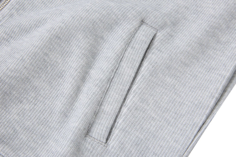 Veste homme côtelée zippée à col montant – Style sportswear vintage délavé
