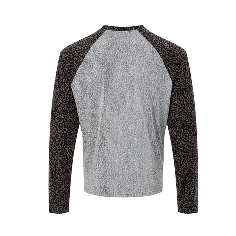 T-shirt raglan à manches longues – Manches léopard et visuel Woodlise