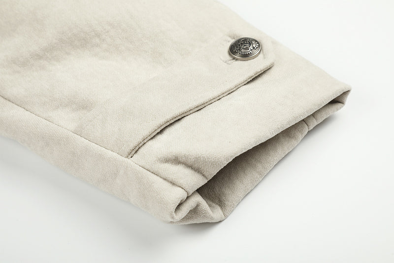 Double-Breasted Shearling-Collar Padded Jacket with Waist Belt