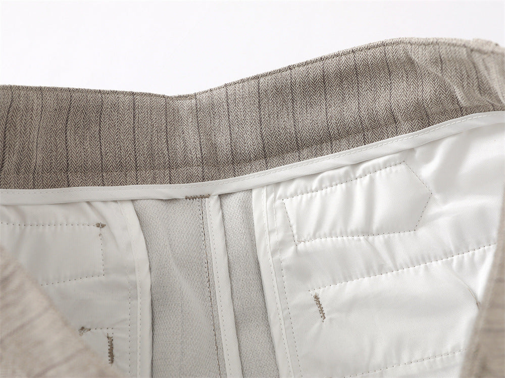 Wide-Leg Pinstripe Trousers – Relaxed Fit Pleated Dress Pants