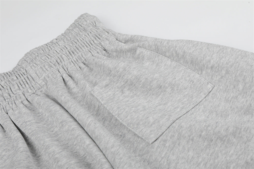 Colorblock Wide-Leg Sweatpants with Eagle Emblem & Faux Double Waistband