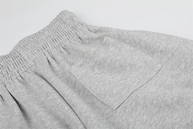 Colorblock Wide-Leg Sweatpants with Eagle Emblem & Faux Double Waistband