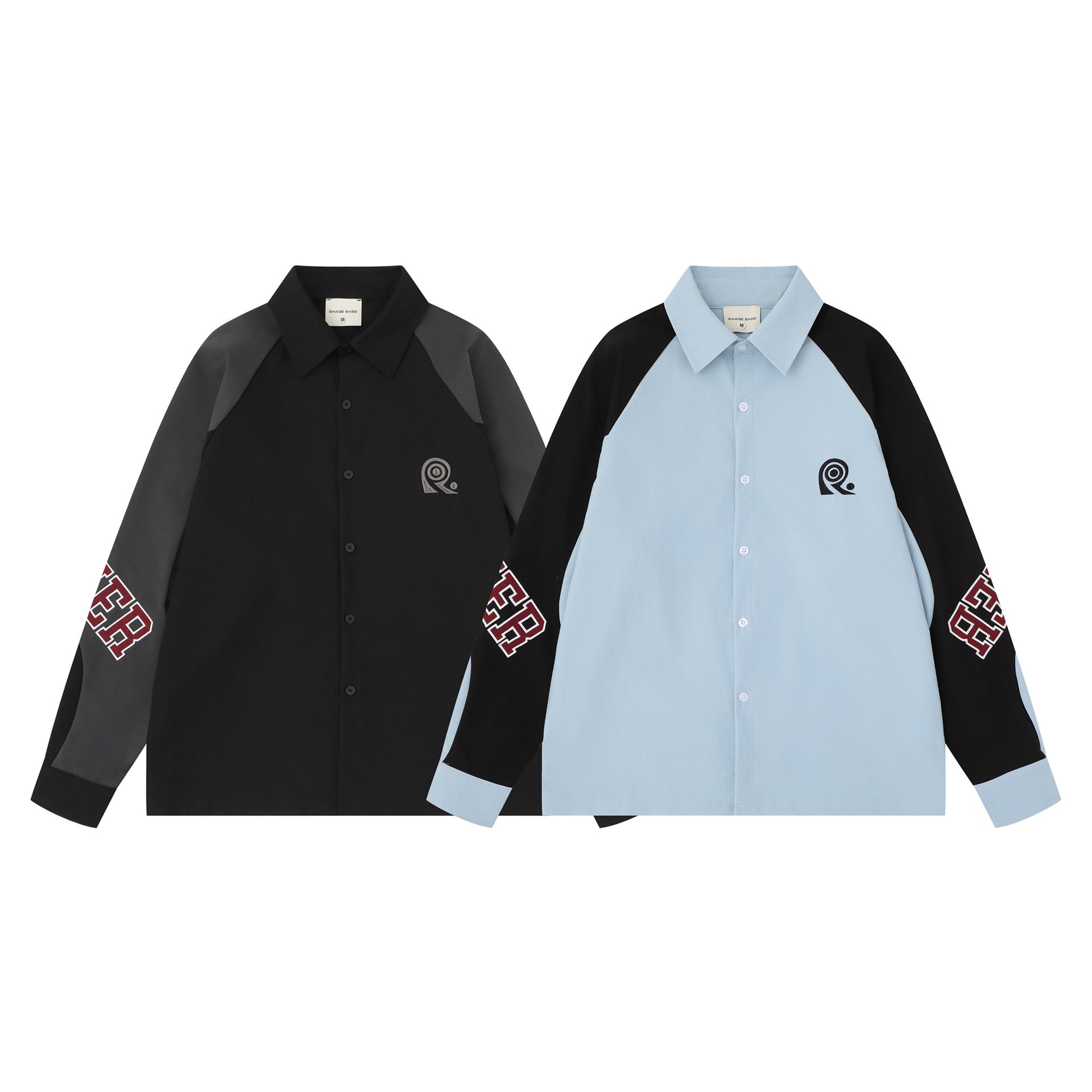 Baggy Long Sleeve Shirt Men's Colorblock Raglan Letter Embroidery Oversized