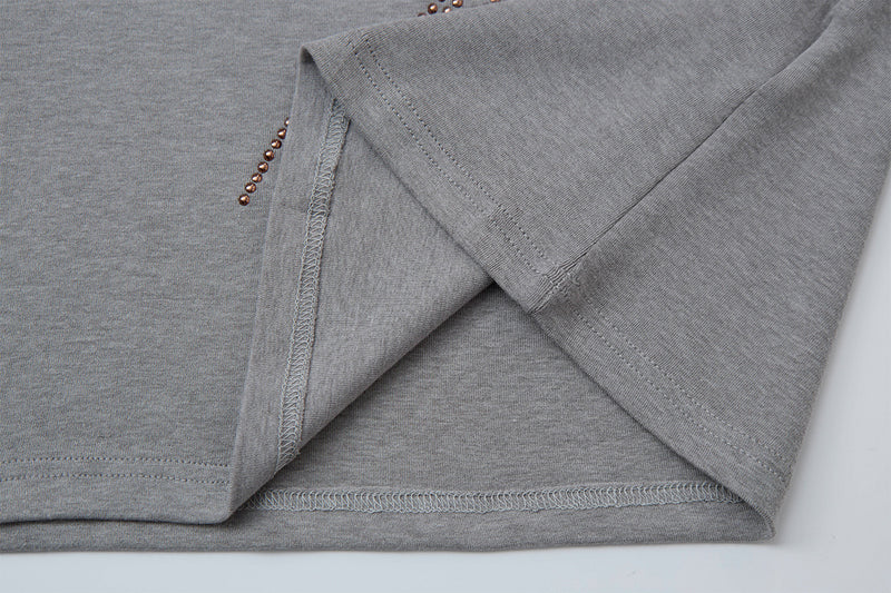 Rhinestone Dragon Mock Neck Quarter-Zip Long Sleeve Shirt