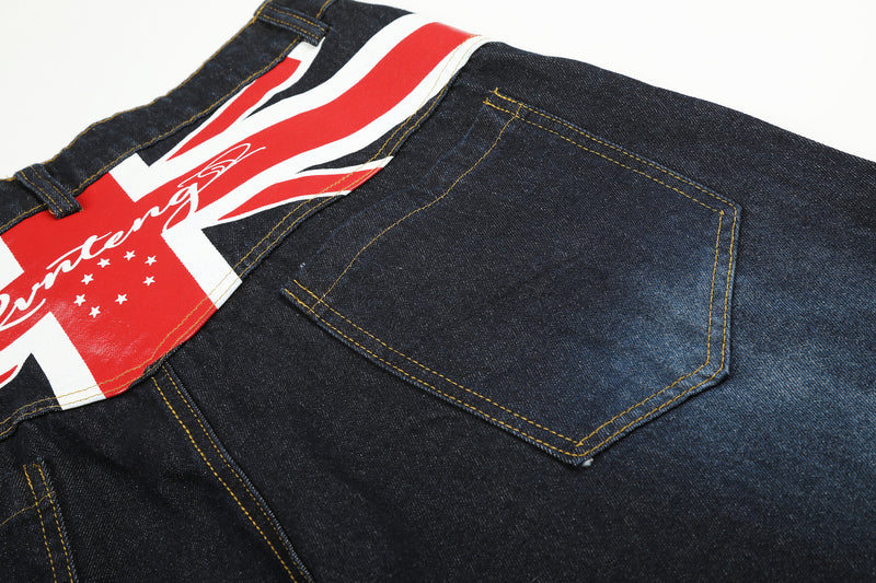 Jean baggy délavé clair – Denim à jambes larges avec imprimé Union Jack