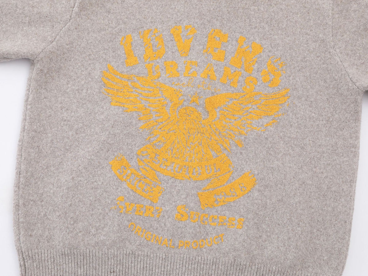 Knit Zip-Up Hoodie with Eagle Graphic Back — Relaxed Fit Streetwear Cardigan