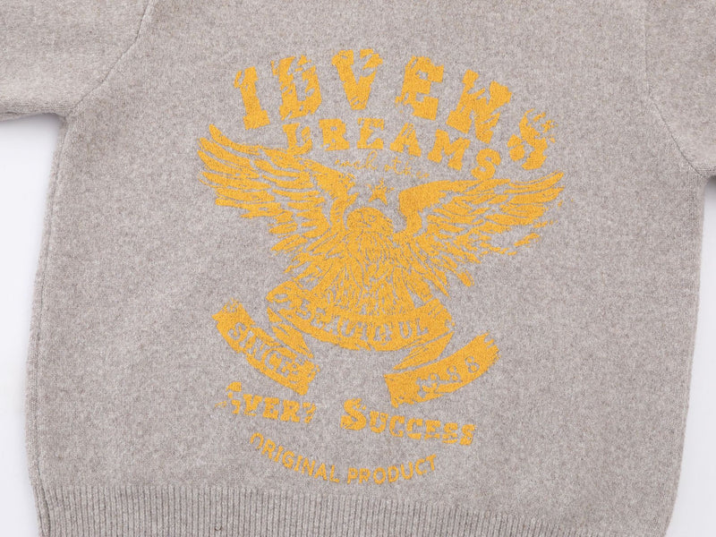 Knit Zip-Up Hoodie with Eagle Graphic Back — Relaxed Fit Streetwear Cardigan