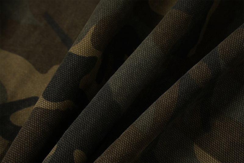 Veste de travail zippée en toile camouflage avec col en velours côtelé