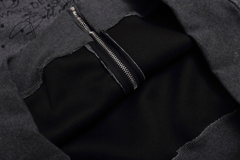 Punktierter Zip-Hoodie mit Street-Grafikprint und seitlichen Streifendetails