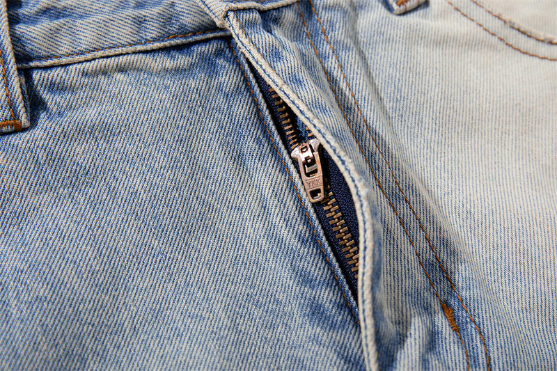 Star Embroidery Wide-Leg Jeans – Vintage Washed Baggy Denim