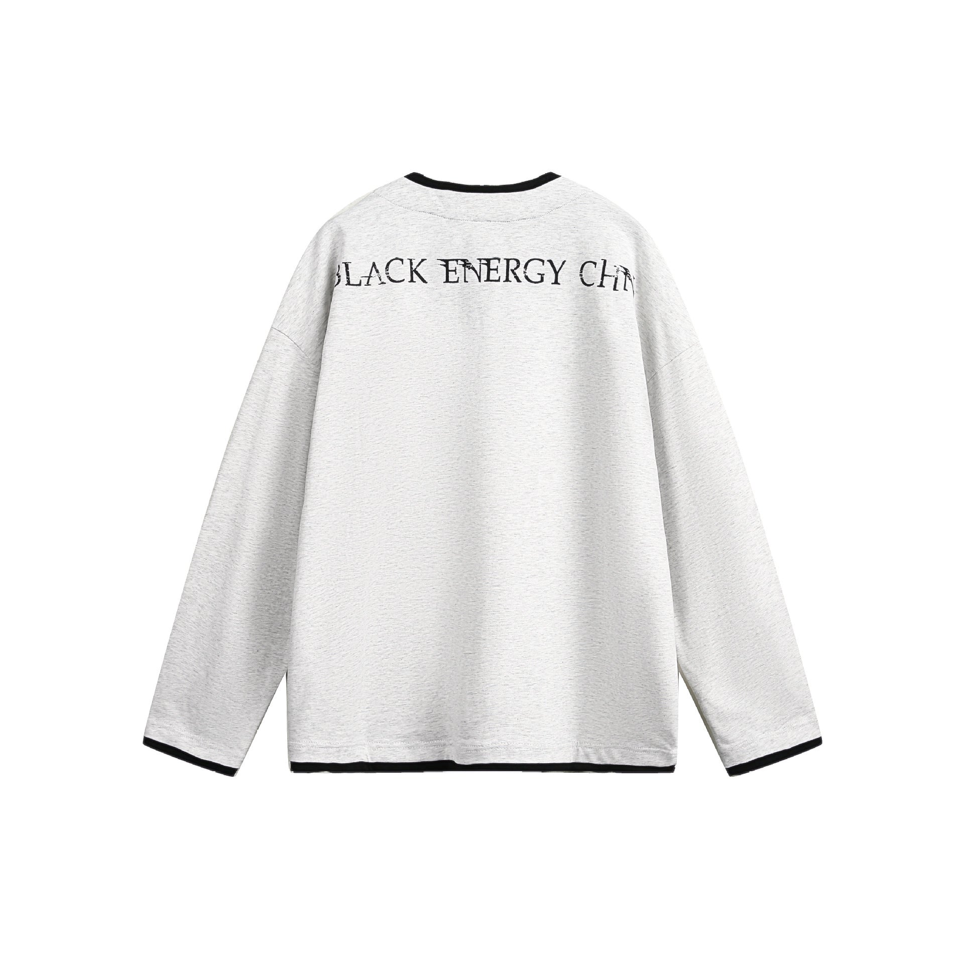 T-shirt graphique manches longues avec col zippé à rivets – Imprimé Black Energy CHN