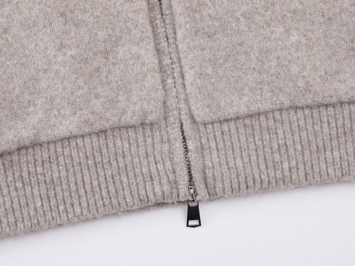 Knit Zip-Up Hoodie with Eagle Graphic Back — Relaxed Fit Streetwear Cardigan