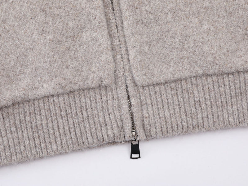 Knit Zip-Up Hoodie with Eagle Graphic Back — Relaxed Fit Streetwear Cardigan