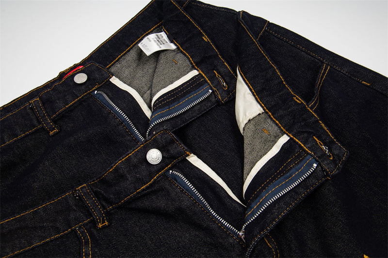 High-Waist Wide-Leg Jeans with Star Embroidery – Double Waistband Baggy Fit