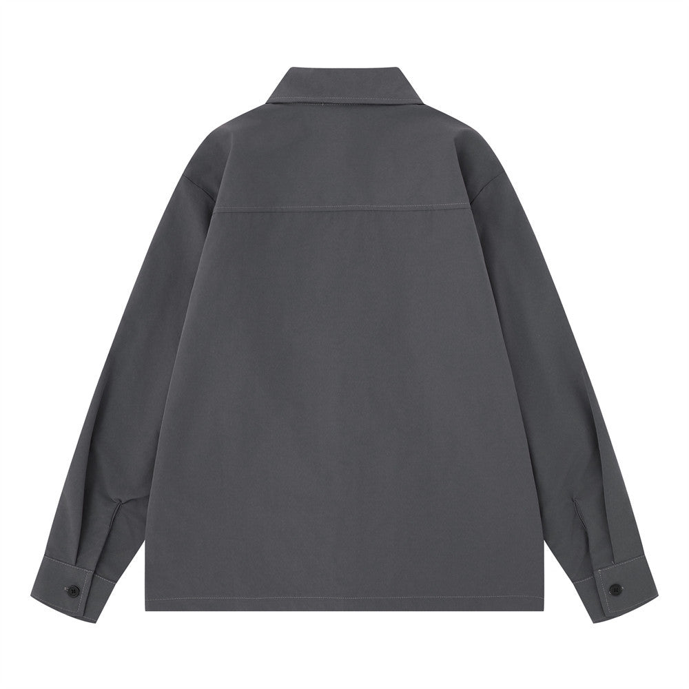 Colorblock Racing Long Sleeve Shirt – Relaxed Fit Moto-Inspired Button-Up