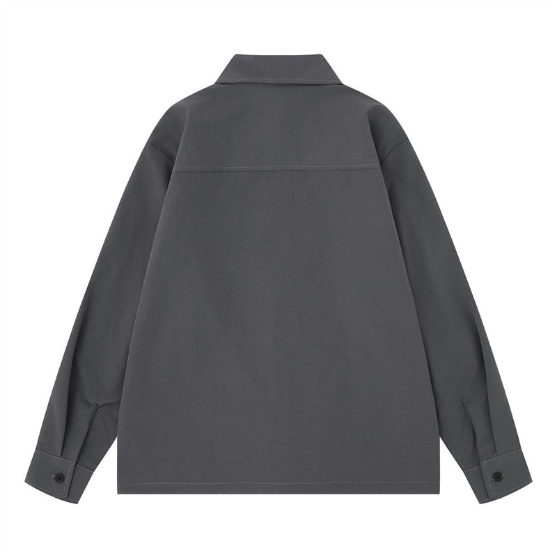 Colorblock Racing Long Sleeve Shirt – Relaxed Fit Moto-Inspired Button-Up