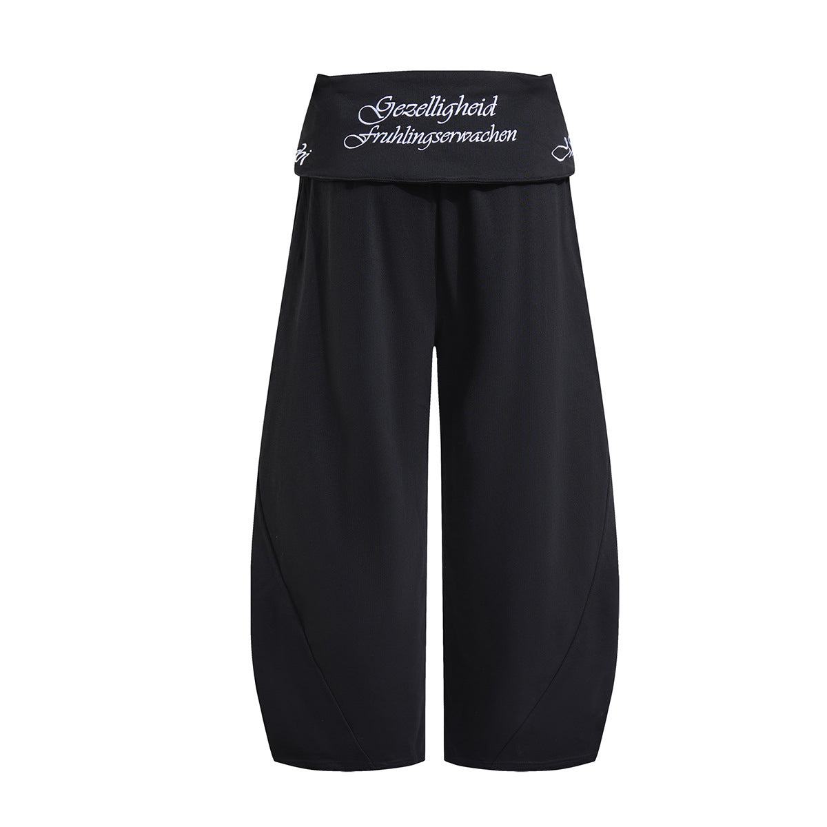 Wide-Leg-Sweathose mit Umschlagbund und Bindegürtel
