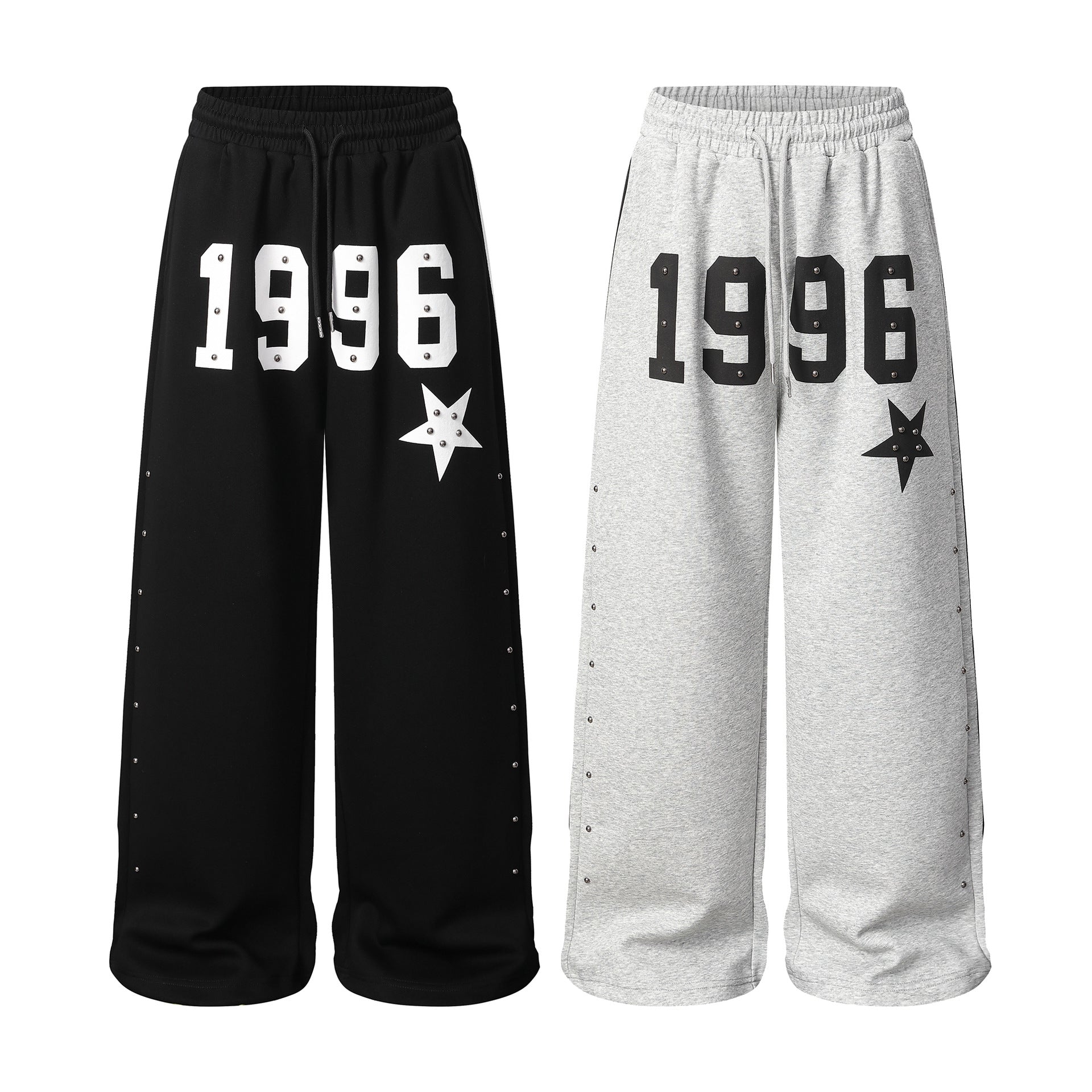 Pantalon de survêtement à jambes larges clouté d’étoiles 1996 avec détail à trois bandes