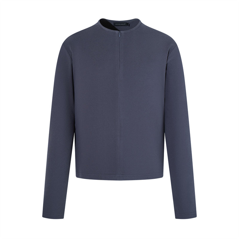 Long Sleeve Mock Neck Top with Hidden Zip – Slim Fit Men's Layering Shirt