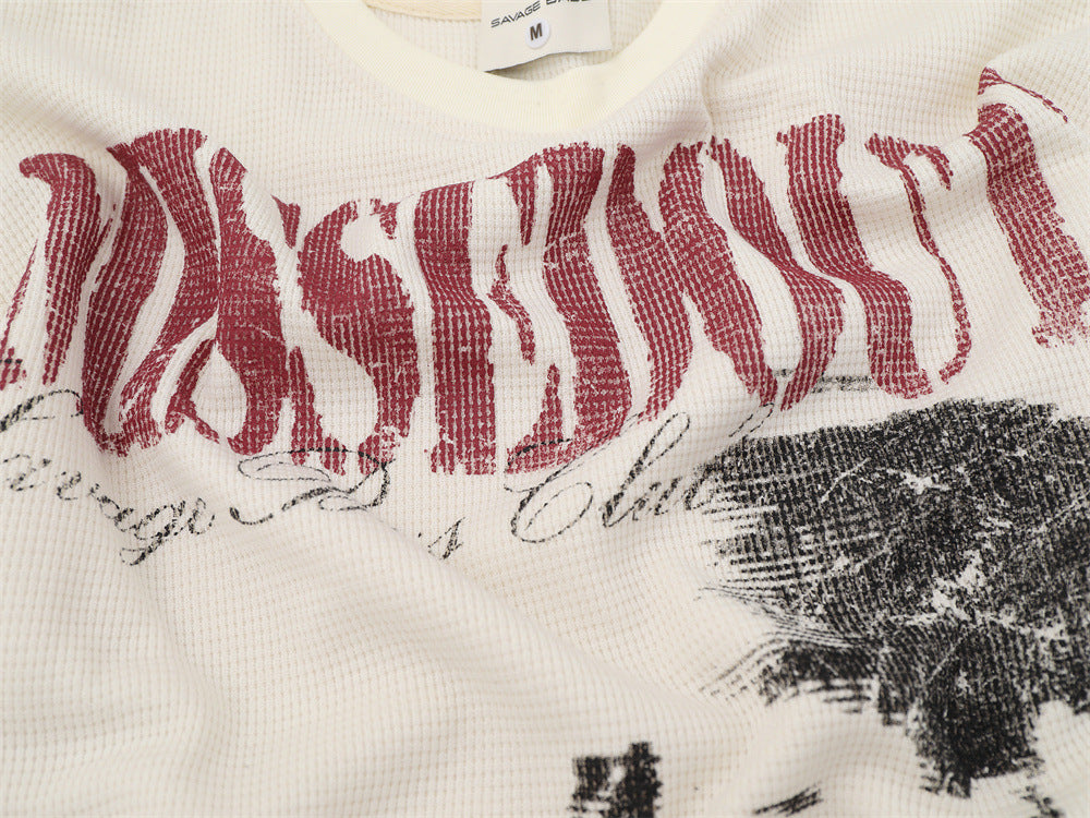 Missedout Savage Boss Club Graphic Waffelstrick-Langarmshirt – oversized