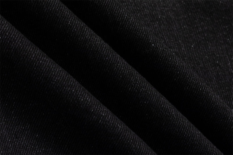 Black Jean Jacket Men – Punk Washed Denim with Metal Ring Hardware