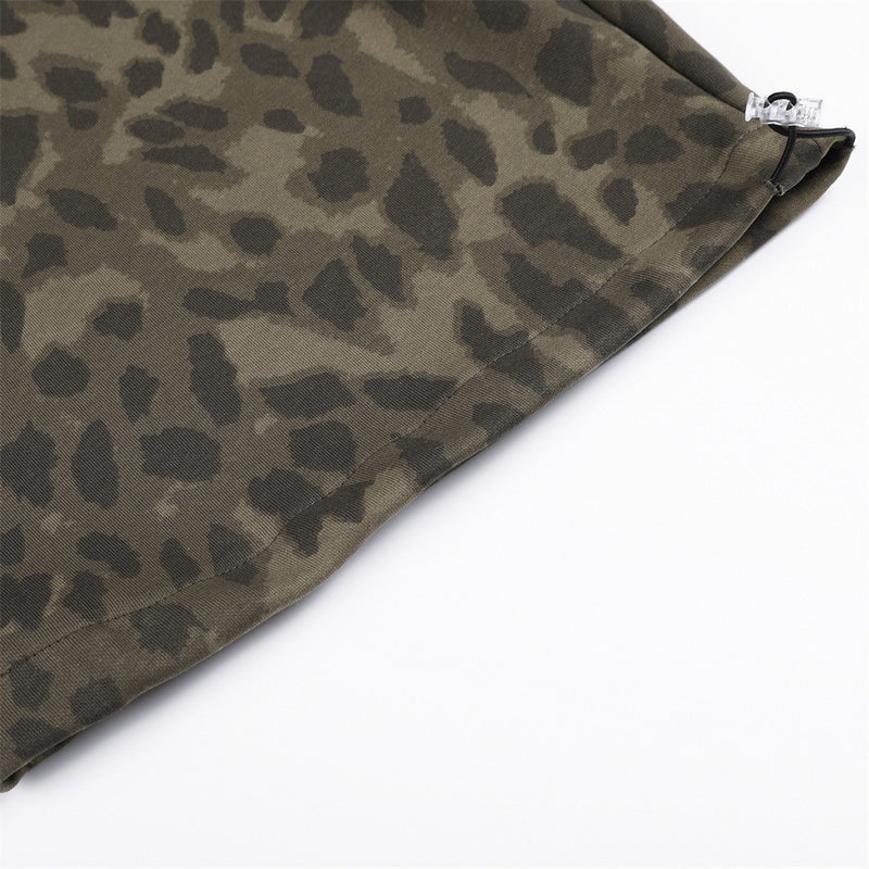 Wide-Leg Leopard Print Sweatpants with Faux Fur Cargo Pocket – Men's Relaxed Fit