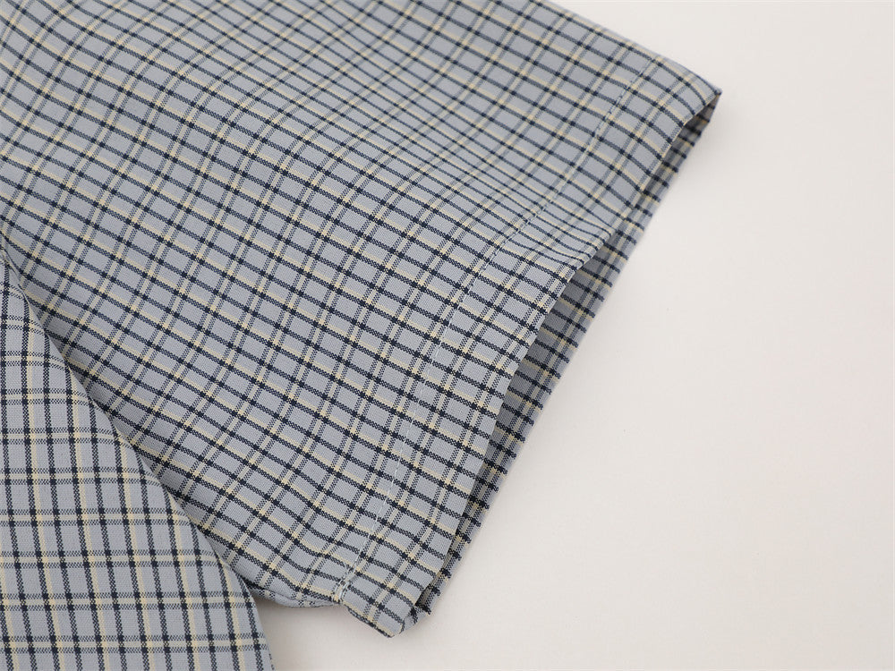 Paint Splash Embroidery Plaid Short Sleeve Shirt – Oversized Fit
