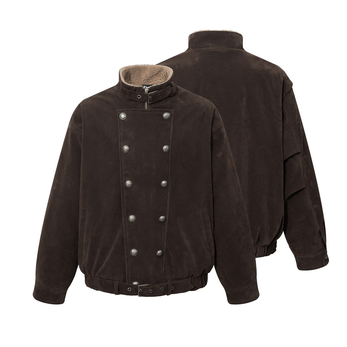 Herren-Doppelreiher – Vintage-Military-Bomberjacke mit Sherpa-Kragen