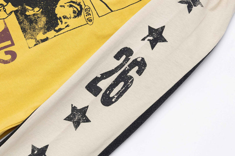 カラーブロック ロングスリーブ グラフィックTシャツ｜ヴィンテージ ストリートウェア コミックプリント