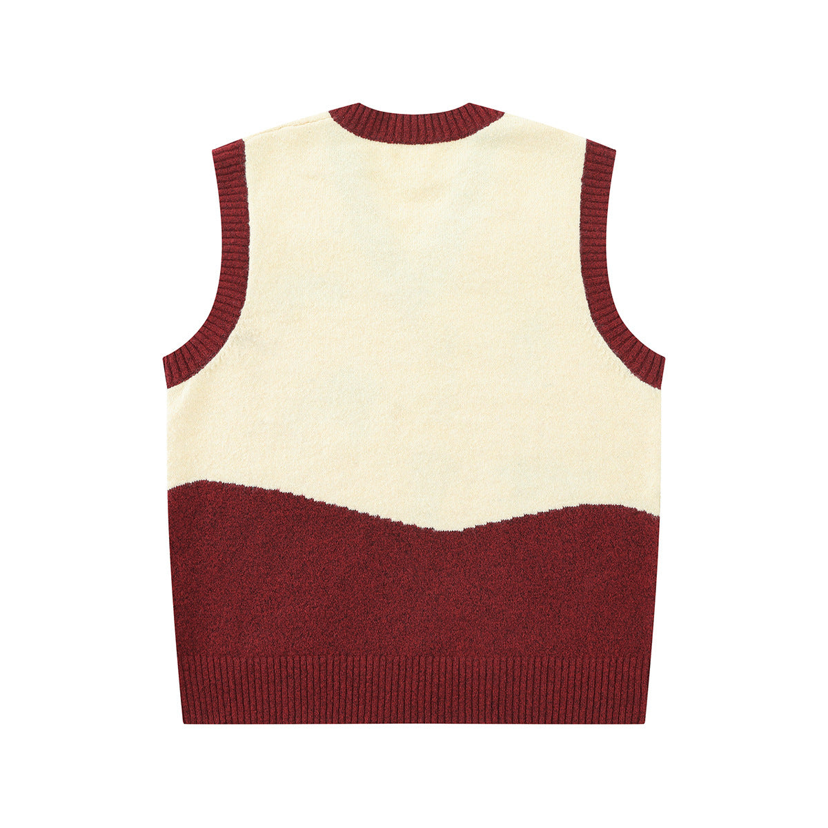 Cartoon Embroidered Knit Sweater Vest – V-Neck Colorblock College Style