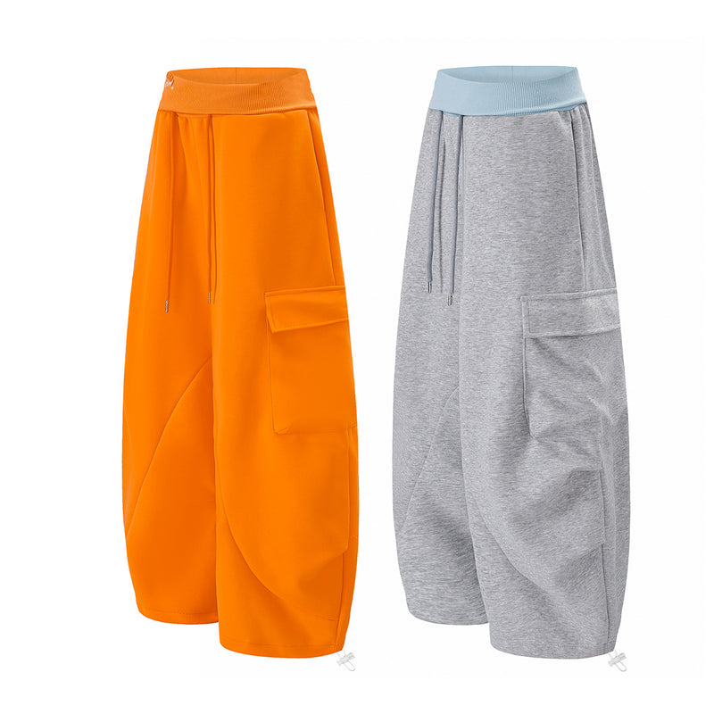 Damen-Cargohose im Baggy-Schnitt mit weitem Bein – Jogginghose mit geschwungenen Nahtdetails