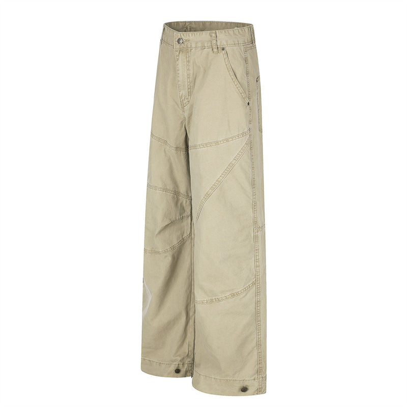 Wide-Leg Cargo Pants with Deconstructed Patchwork Seam Detail