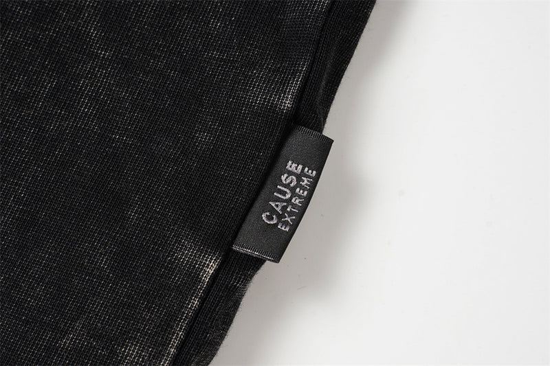 Sweat-shirt colorblock à manches longues délavé à l’acide avec poches cargo