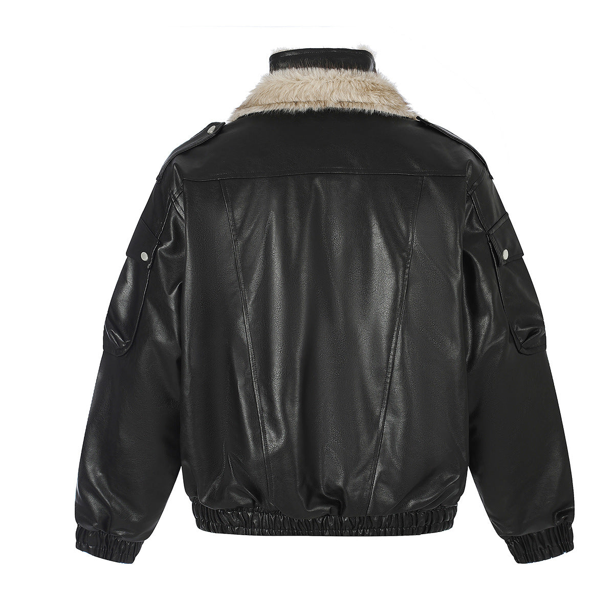 Faux Leather Fur-Lined Bomber Jacket – Cold Weather Motorcycle Jacket with