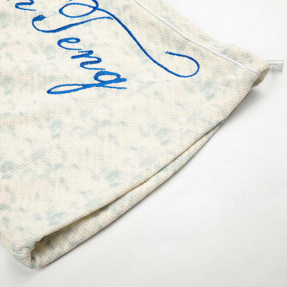 RRR Script Embroidered Acid Wash Wide-Leg Sweatpants