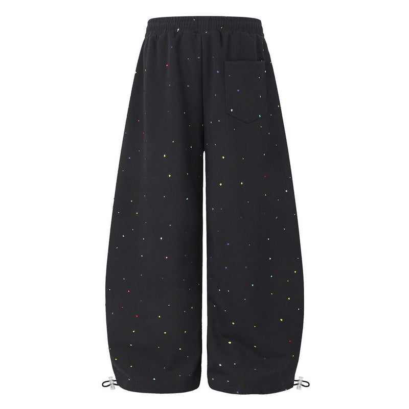Wide-Leg Sweatpants Men – Allover Star Print & Embroidered Logo Streetwear