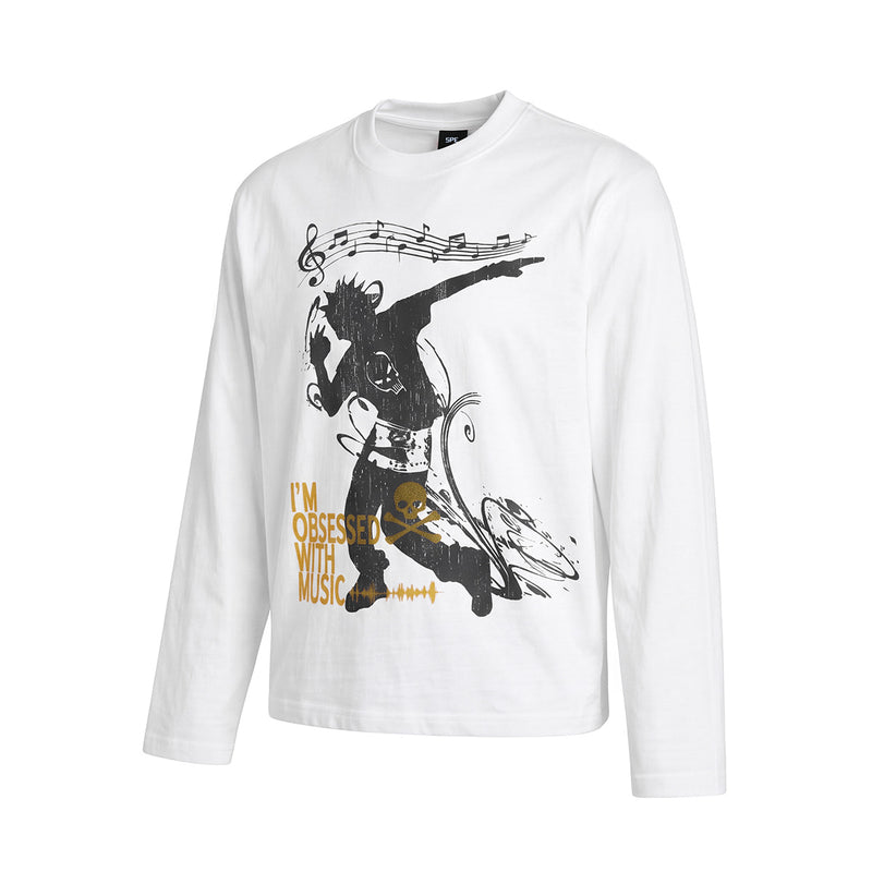 Langarmshirt mit Rockmusik-Print – Herren-Shirt mit Rundhalsausschnitt und Punkmotiv