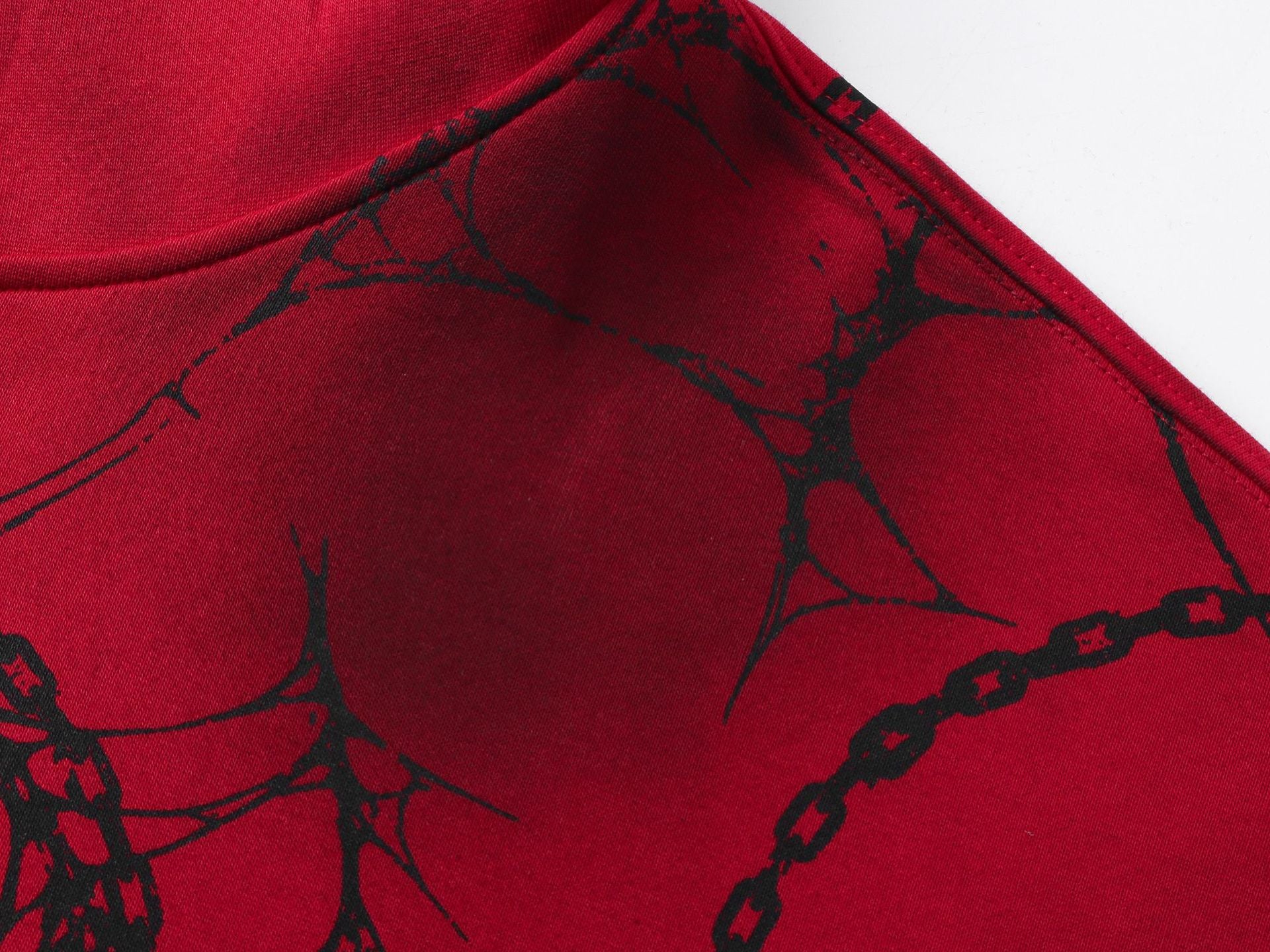 Sudadera oversize gruesa con estampado gótico de cadenas y cruces