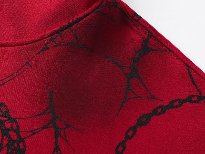Sudadera oversize gruesa con estampado gótico de cadenas y cruces