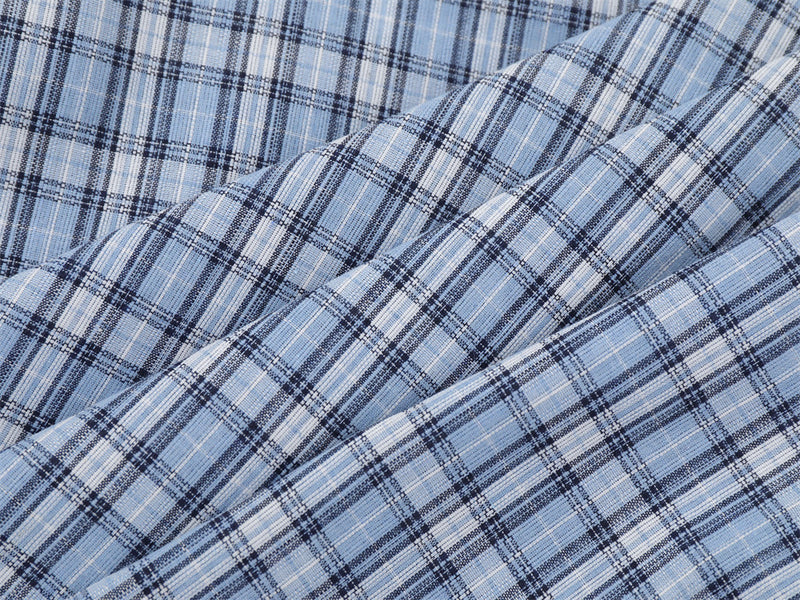 Plaid Long Sleeve Shirt with Colorblock Black Shoulder Panel and Crest