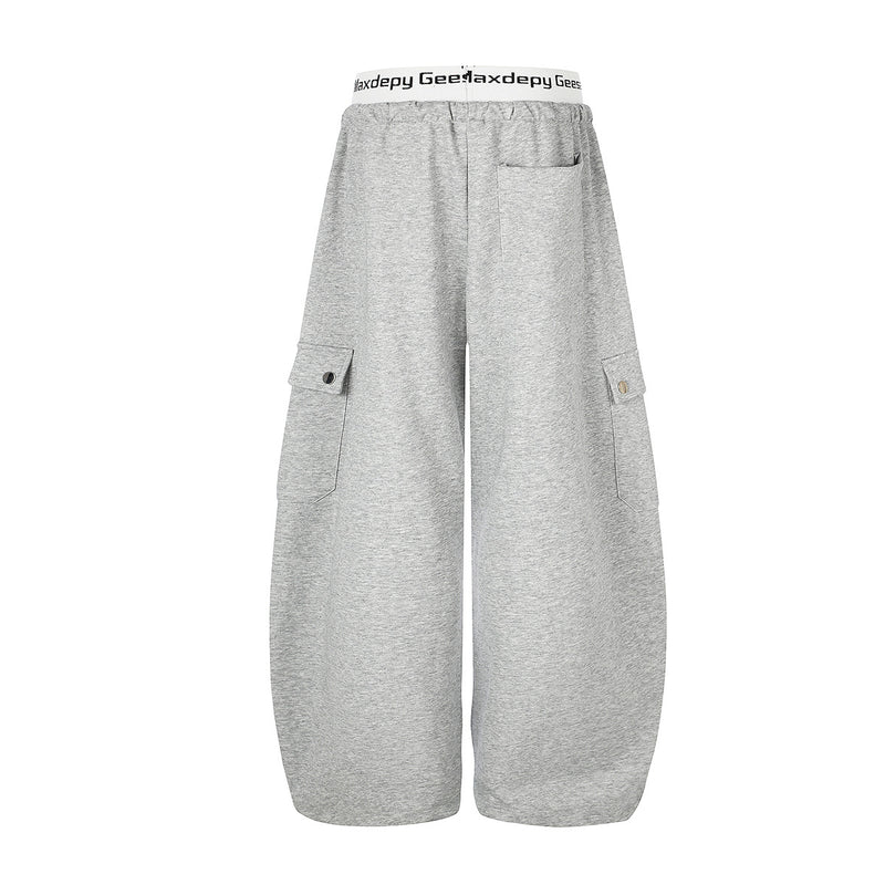 Pantalon cargo de survêtement coupe ample, jambes larges, graphique brodé, baggy