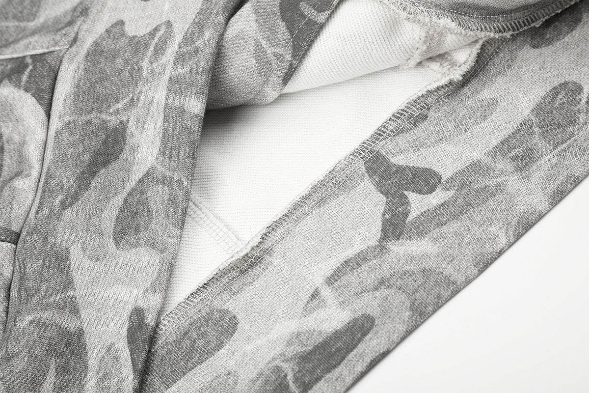 Sudadera con capucha y cremallera de camuflaje, oversize de estilo militar con botones plateados