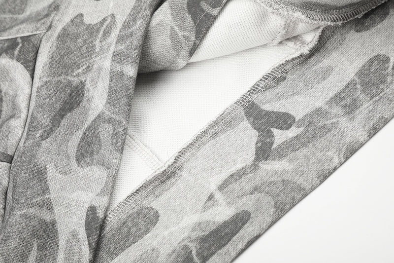 Sudadera con capucha y cremallera de camuflaje, oversize de estilo militar con botones plateados