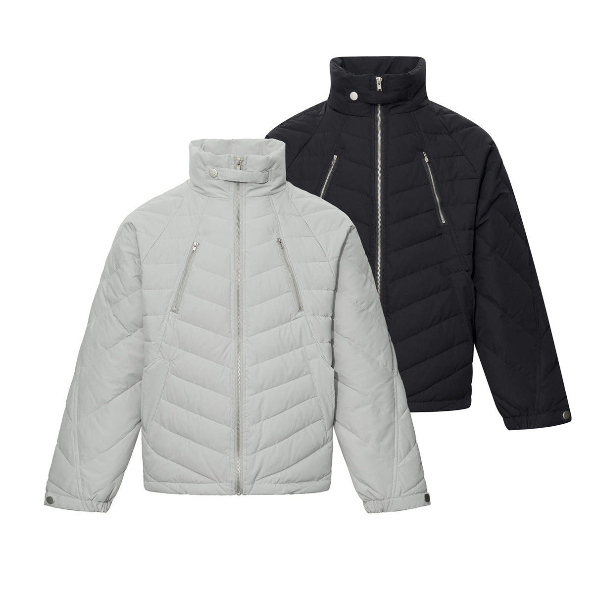 Herren-Stepp-Bomberjacke mit Stehkragen – Chevron-Pufferjacke