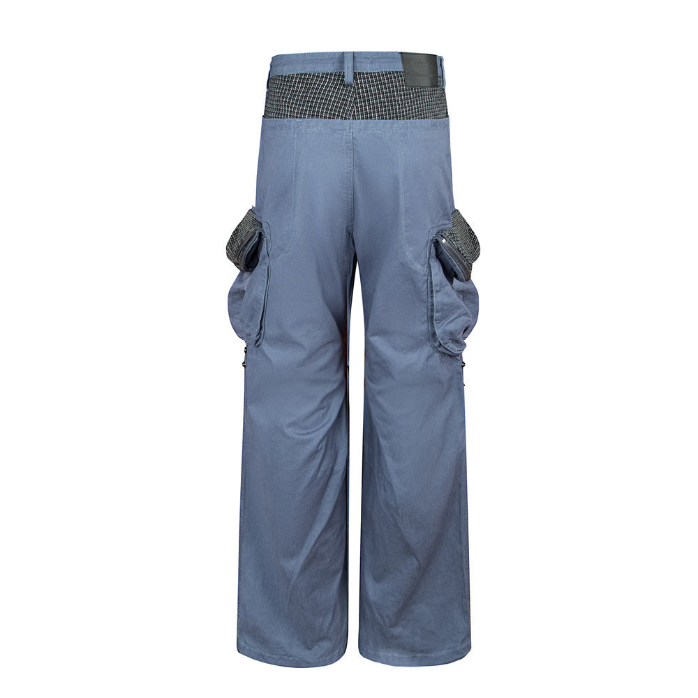 Men's Wide-Leg Cargo Pants with Multi-Pocket Utility Design