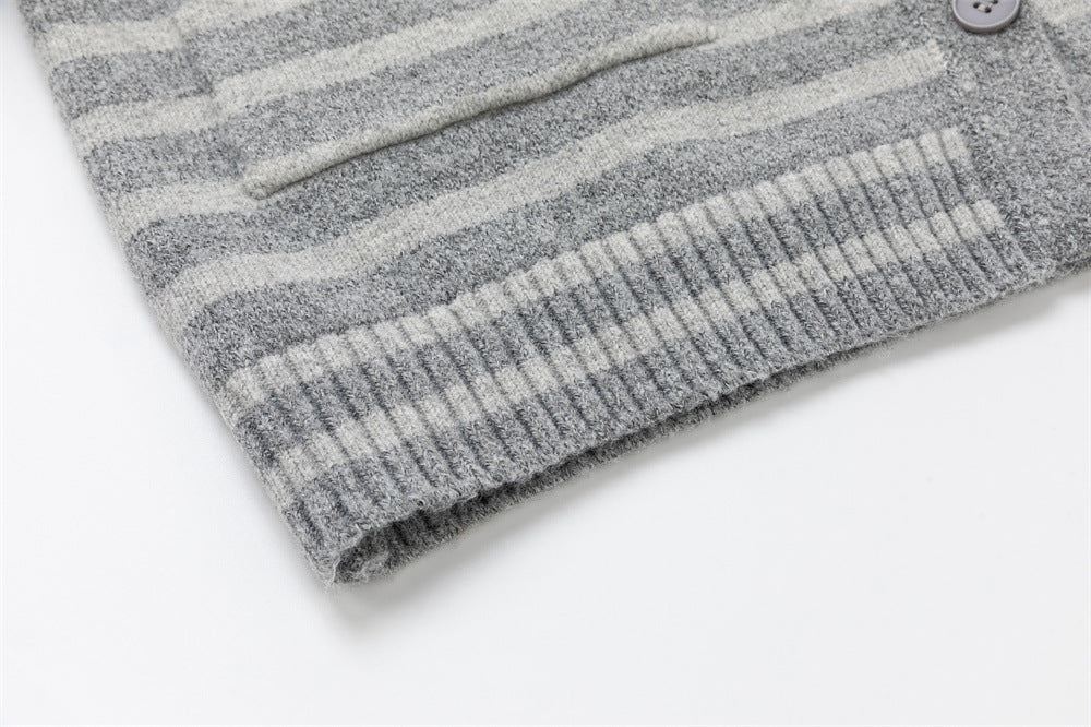 Striped Hooded Knit Cardigan Sweater – Relaxed Fit Button-Front