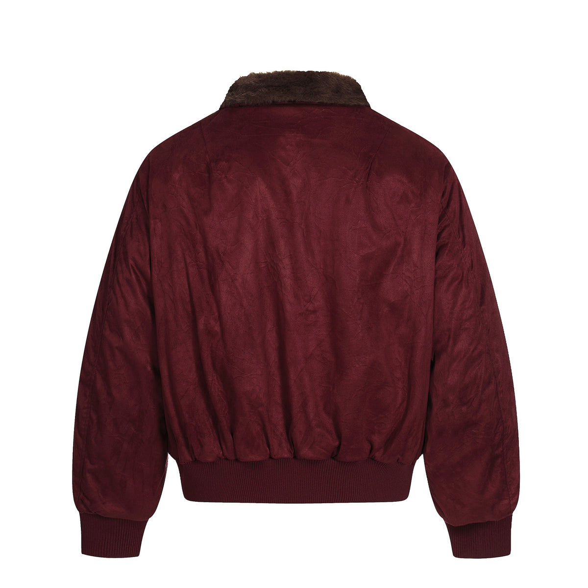 Men's Padded Bomber Jacket with Faux Fur Collar – Suede-Effect Winter Flight